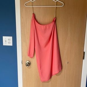 Pink one shoulder dress